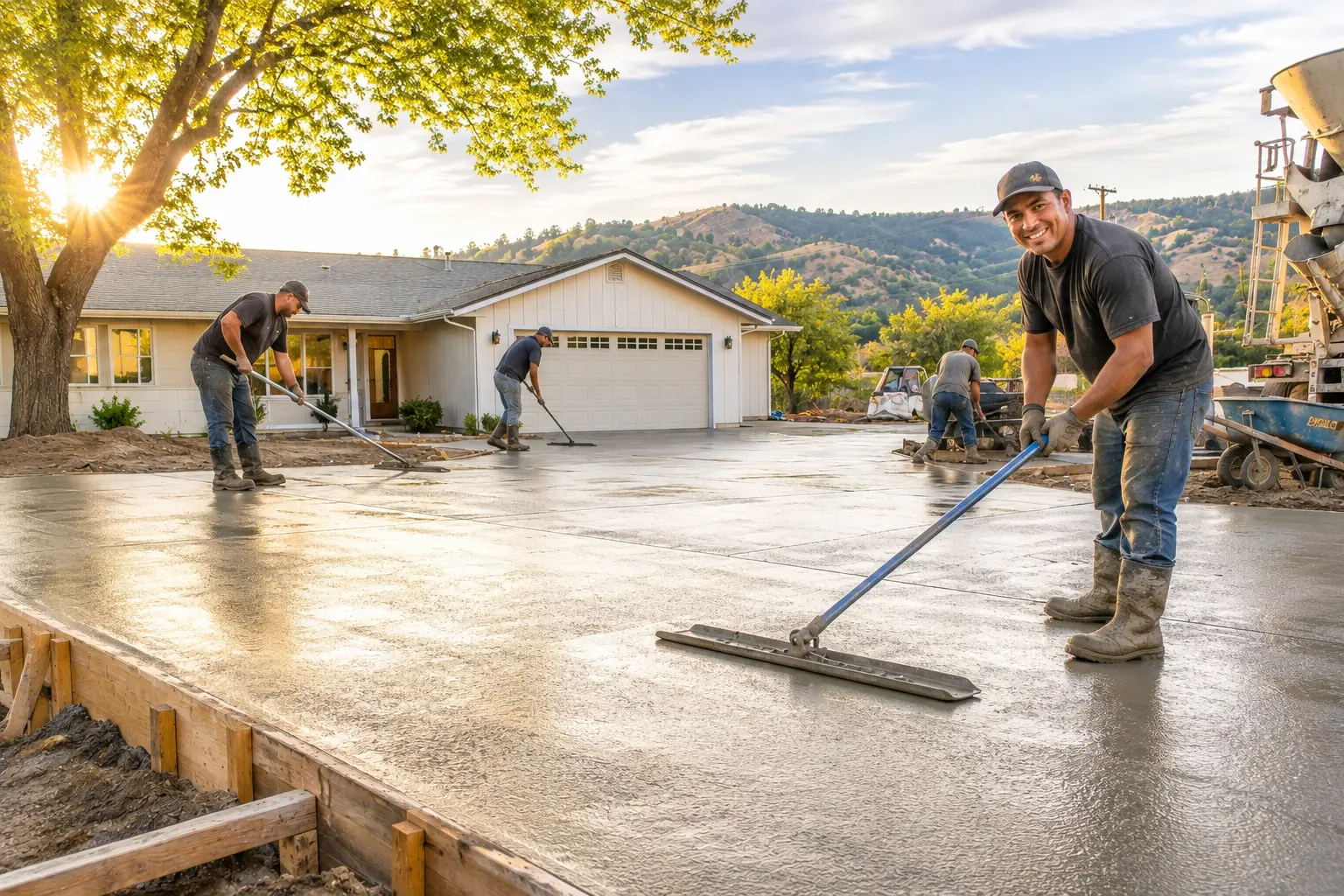 Professional concrete driveway installation and finishing services. Professional concrete driveway installation and finishing services.